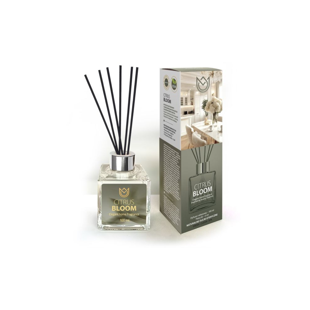 Dyfuzor Rattanowy Citrus Bloom – Świeży Cytrusowy Zapach do Wnętrz | Dyfuzor z Patyczkami