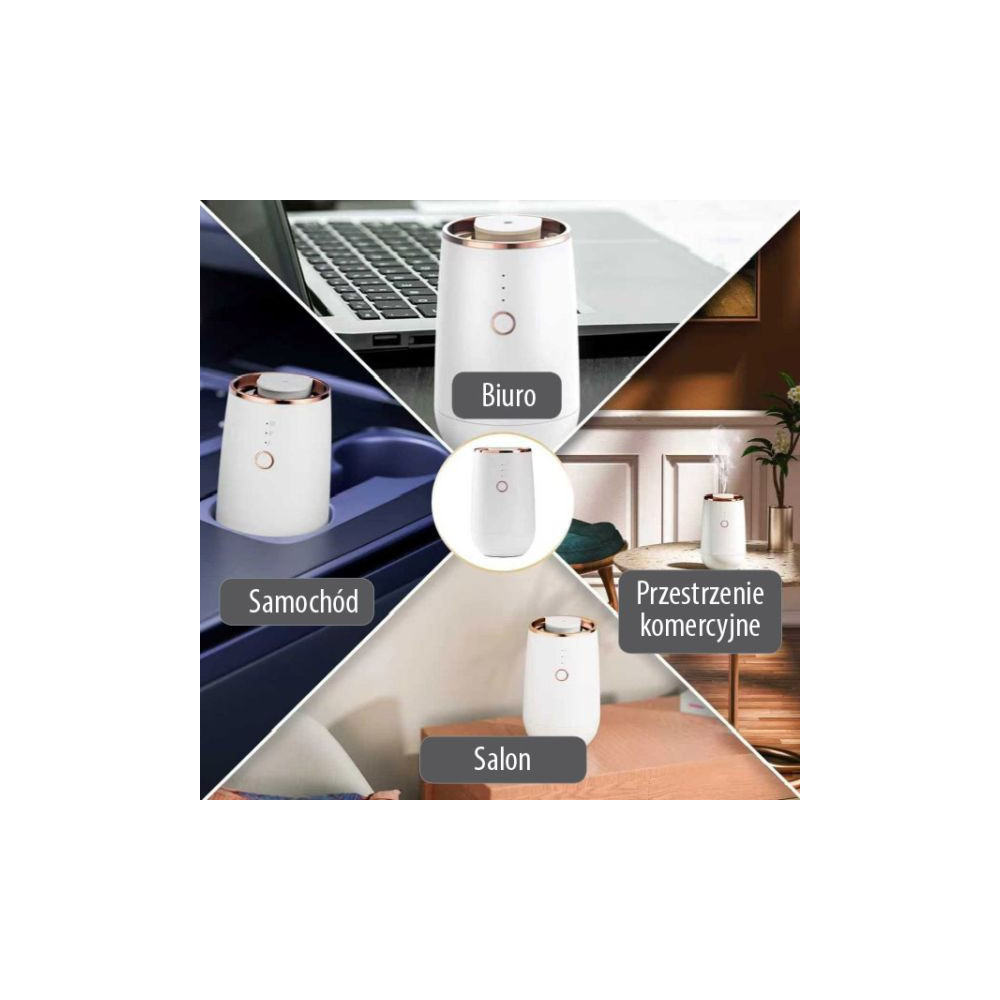 Przenośny dyfuzor samochodowy USB – Mini dyfuzor zapachowy 5–15 ml, czarny/biały