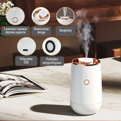 Przenośny dyfuzor samochodowy USB – Mini dyfuzor zapachowy 5–15 ml, czarny/biały